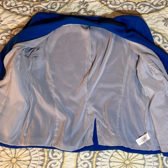 Talbots Aberdeen Pique Blue Blazer Size 14 Petite - Picture 8 of 13